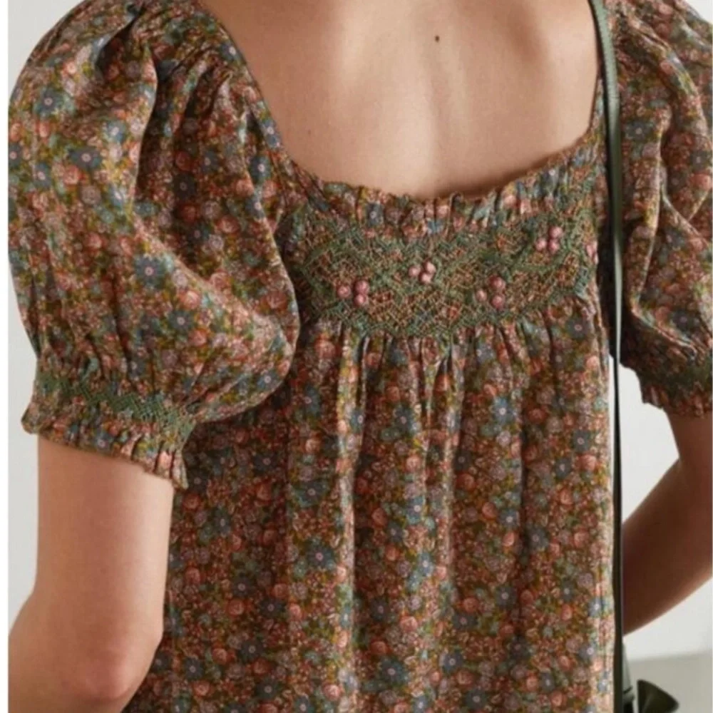 DOEN Elba Top in Yellow Laurel Canyon Rose Floral Print XL - Picture 7 of 12